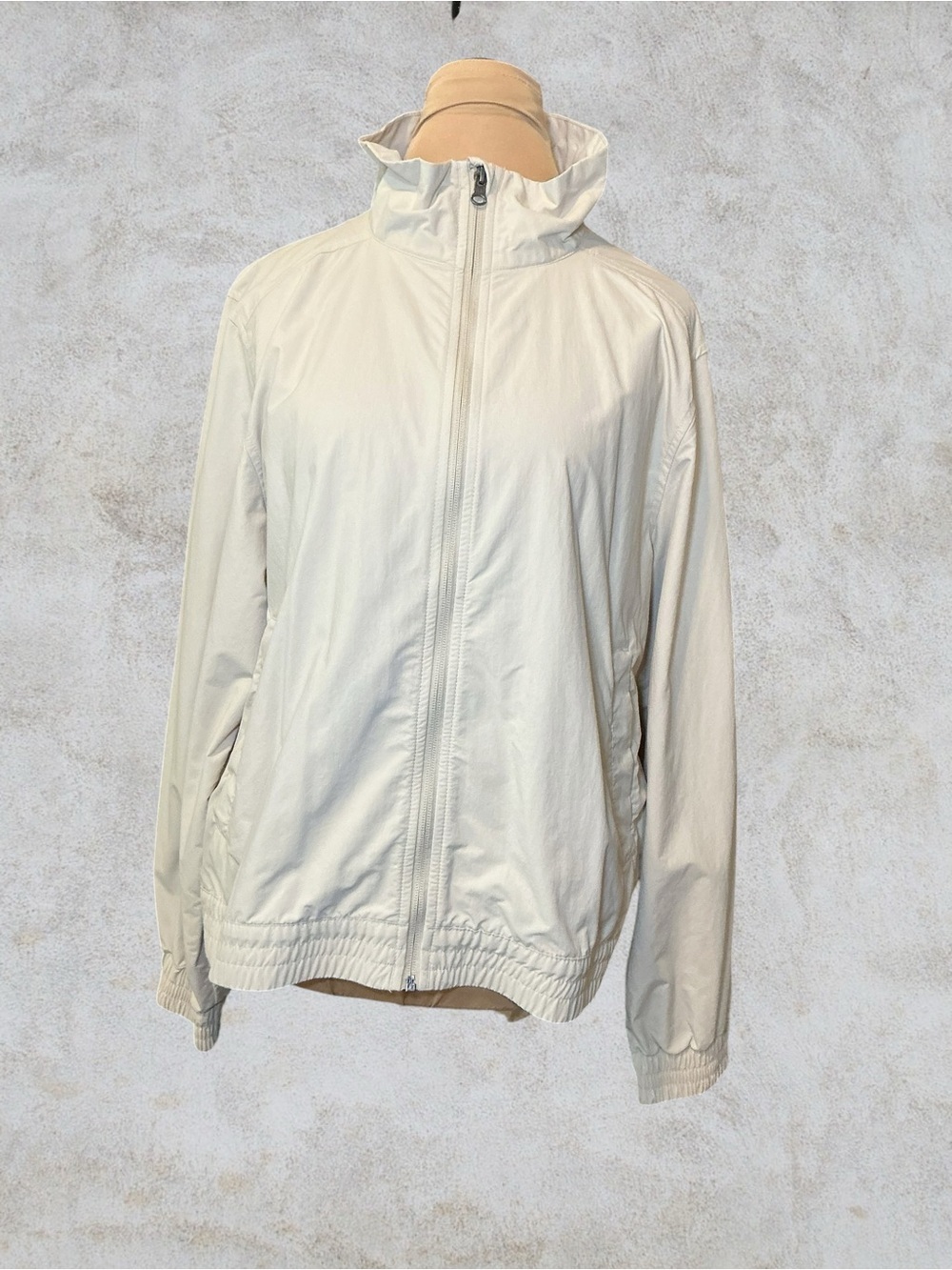 Light Cream Women's Zip-Front Windbreaker Jacket